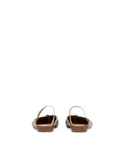 Maison Margiela Tabi Frayed Split-toe Leather Ballet Flats In Brown
