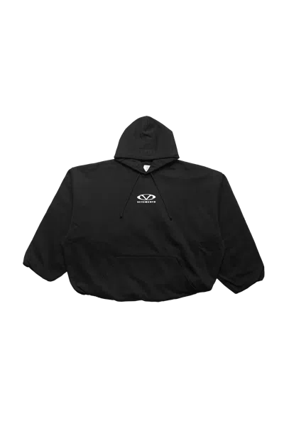 Vetements Black Oval Logo Cropped Boxy Hoodie