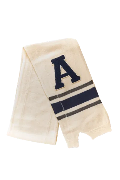 Ambush Off-white Knit Scarf In Navy