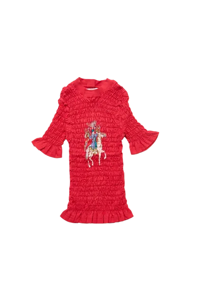 Conner Ives Red Camelot Shirred T-shirt Red