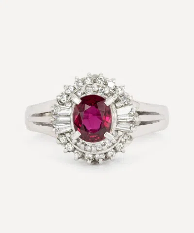 Kojis Platinum Vintage Ruby And Diamond Cluster Ring