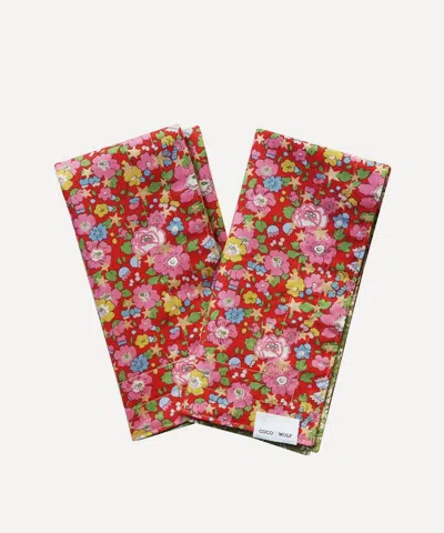 Coco & Wolf Betsy Star And Capel Green Stitch Edge Napkins Set Of Two