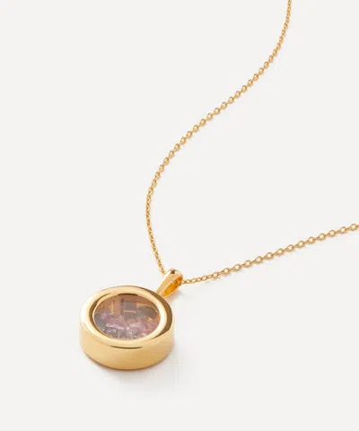 Rachel Jackson 22ct Gold-plated Deco Sun October Birthstone Pendant Necklace