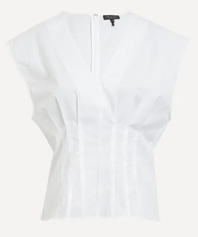 Rag & Bone Ines V-neck Poplin Top In White