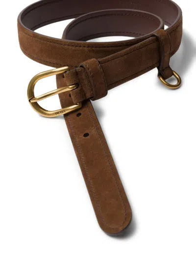 Prada Suede Belt In Brown