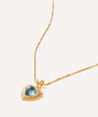 Rachel Jackson 22ct Gold-plated Electric Love Blue Topaz Heart Pendant Necklace