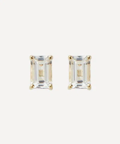 Suzanne Kalan 14ct Gold Emerald Cut White Topaz Stud Earrings In Gold