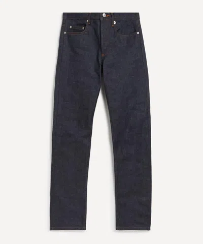 Apc A. P.c. Straight Jeans In Dark Blue Cotton Denim