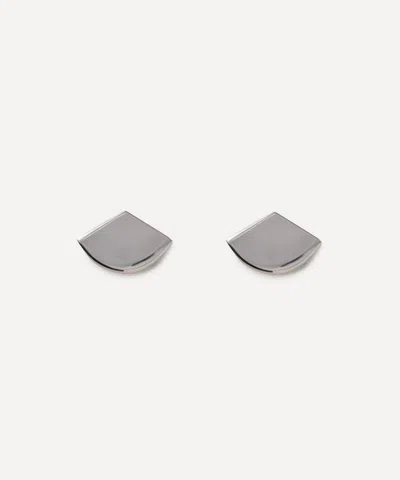 Annika Inez Sterling Silver Fan Post Earrings In Gray
