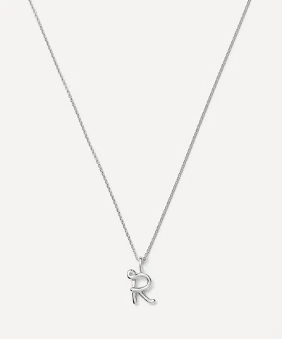 Missoma Sterling Silver Curly Molten Mini R Initial Pendant Necklace