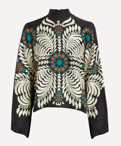 La Doublej Make An Exit Top In Mix Tiles Placée Black