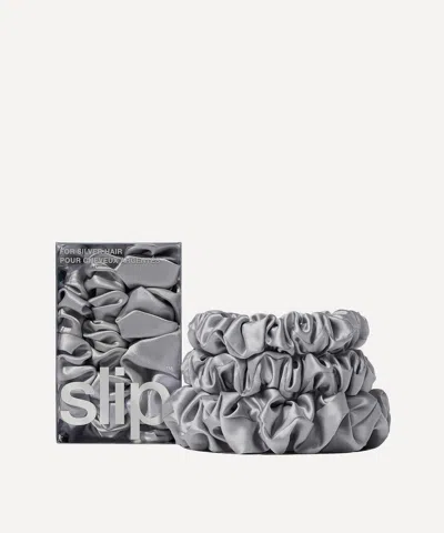 Slip Back To Basics Silver Silk Scrunchie Trio