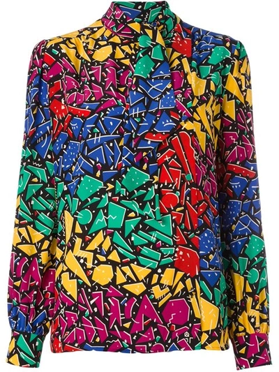 Shop Saint Laurent 80's Graffiti Print Shirt - Multicolour