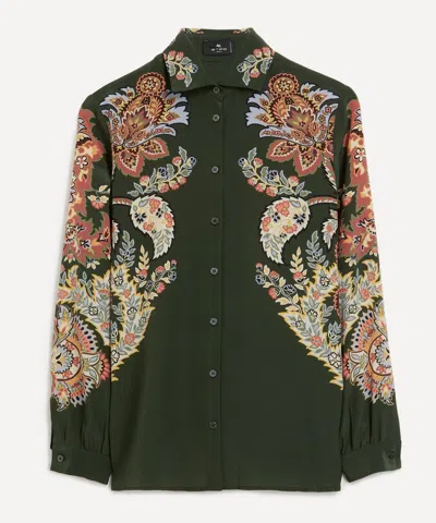 Etro Paisley Print Button Down Silk Shirt In Multi