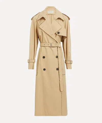 Dries Van Noten Double-breasted Beige Trench Coat In Cotton In Neutral