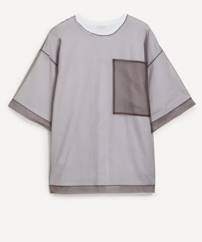 Dries Van Noten Men Semi-sheer Layered T-shirt In Brown