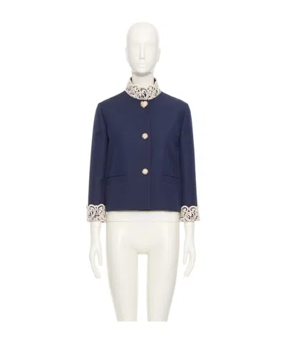 Valentino Virgin Wool Jacket In Blue