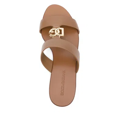 Dolce & Gabbana Dolce&gabbana Women Leather Dg Logo Sandals In Pink