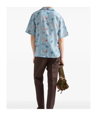 Prada Printed Viscose Silk-blend Shirt With Front Pocket In Multi