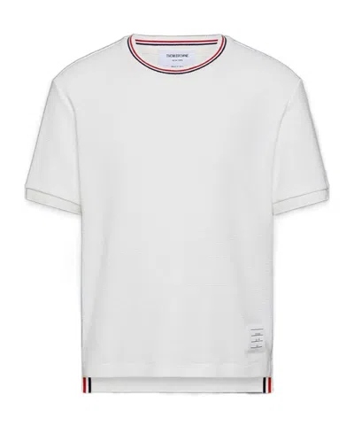 Thom Browne White T-shirt With Tricolour Detail