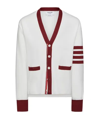 Thom Browne Off-white Milano Stitch 4-bar V Neck Rugby Cardigan