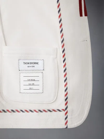 Thom Browne Off-white Milano Stitch 4-bar V Neck Rugby Cardigan