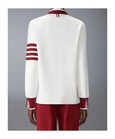 Thom Browne Off-white Milano Stitch 4-bar V Neck Rugby Cardigan