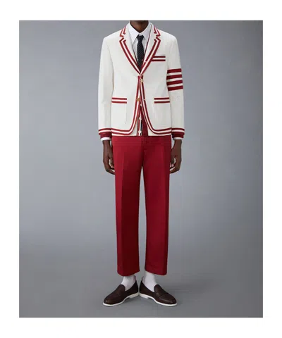 Thom Browne Off-white Milano Stitch 4-bar V Neck Rugby Cardigan