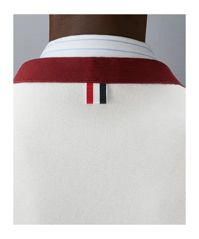 Thom Browne Off-white Milano Stitch 4-bar V Neck Rugby Cardigan