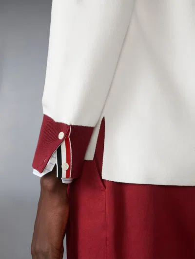 Thom Browne Off-white Milano Stitch 4-bar V Neck Rugby Cardigan
