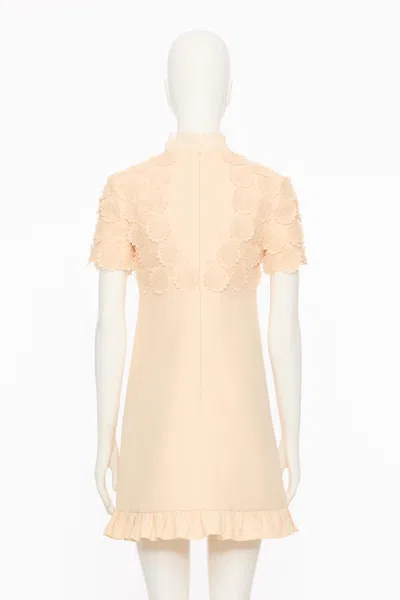 Valentino Floral Applique Crepe Mini Dress In Nude