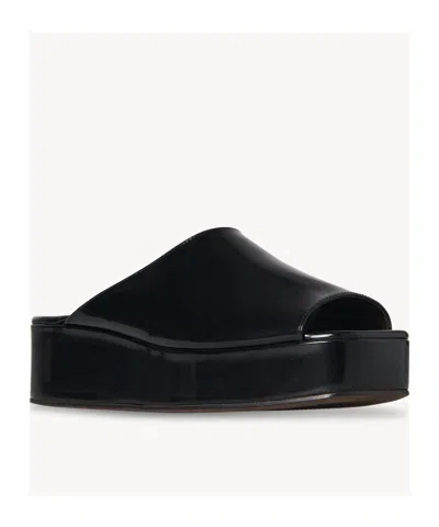 The Row 20mm Emi Flatform Patent Leather Wedges In Black