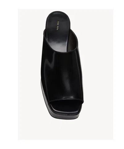 The Row 20mm Emi Flatform Patent Leather Wedges In Black
