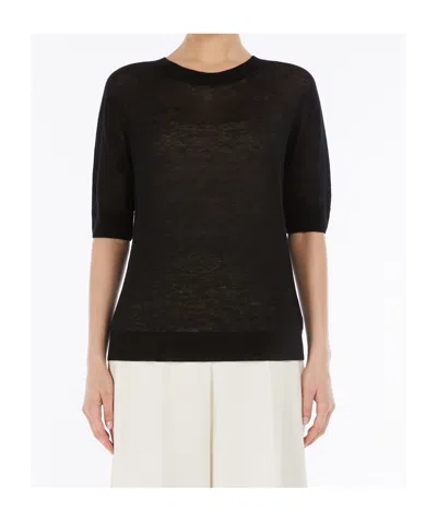 Max Mara Crew Neck Wool Sweater And Camisole In Black