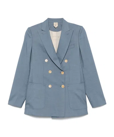 Max Mara Double-breasted Blazer With Button Detailing In Blue