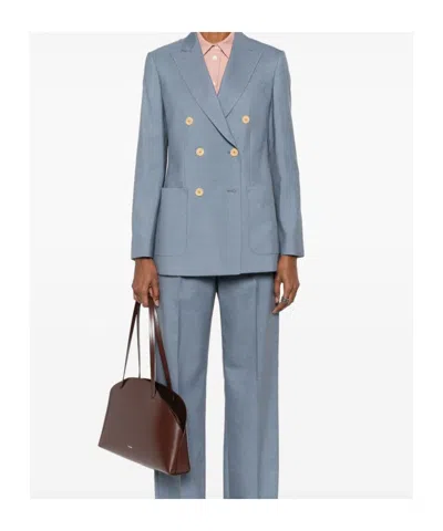 Max Mara Double-breasted Blazer With Button Detailing In Blue