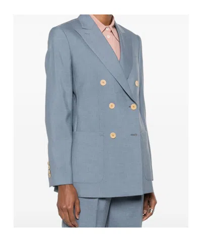 Max Mara Double-breasted Blazer With Button Detailing In Blue