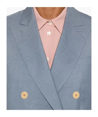 Max Mara Double-breasted Blazer With Button Detailing In Blue