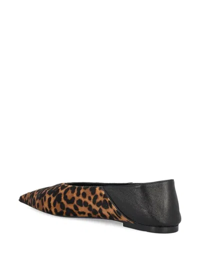 Saint Laurent Brown Ballerinas With Leopard Motif And Foldable Buttress In Fabric Woman In Animal Print