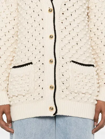 Frame Womens Cream The Bauble V-neck Cotton-knit Cardigan In White