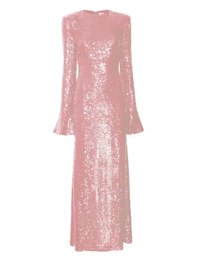 Lapointe Sequin Flare Sleeve Maxi Dress In Light Pink