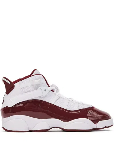 Jordan 6 Rings Gs "white/team Red" Sneakers In Burgundy