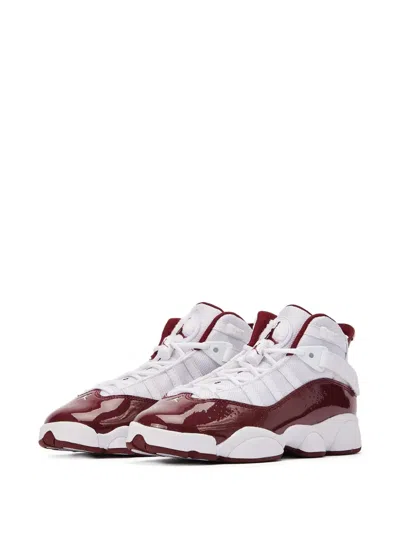 Jordan 6 Rings Gs "white/team Red" Sneakers In Burgundy