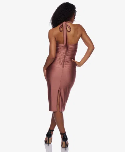 Alex & Sophia Juniors' Ruched Halter Midi Dress In Burgundy