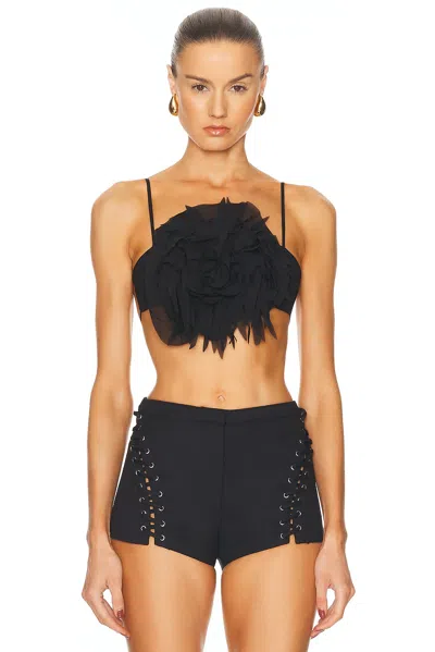 Blumarine Shorts In Black Polyamide In Blue