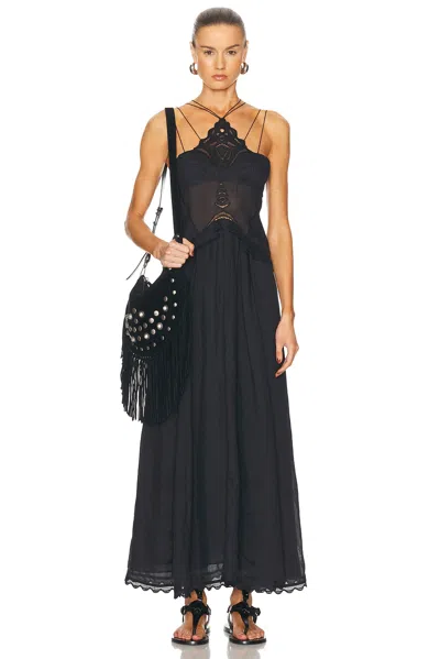 Isabel Marant Lindy Lace-trimmed Embroidered Ramie Maxi Dress