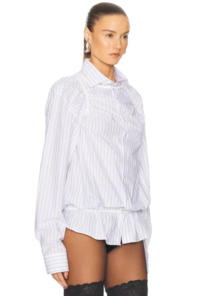 Maison Margiela Striped Long-sleeved Shirt Buttoned Cuffs In White