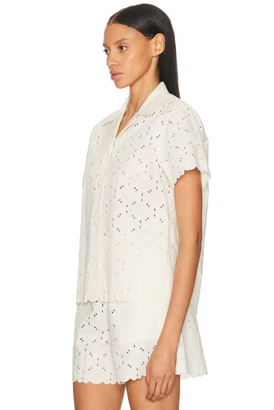 Moncler Ivory Embroidered Cotton-blend Shirt