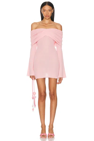 Ser.o.ya Xen Off-shoulder Ribbed Knit Mini Dress In Pink