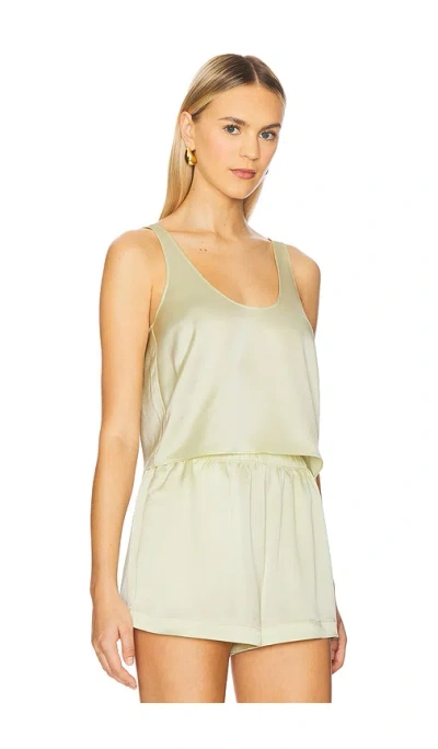 Leset Barb Scoop Tank Top In Citrine In Green